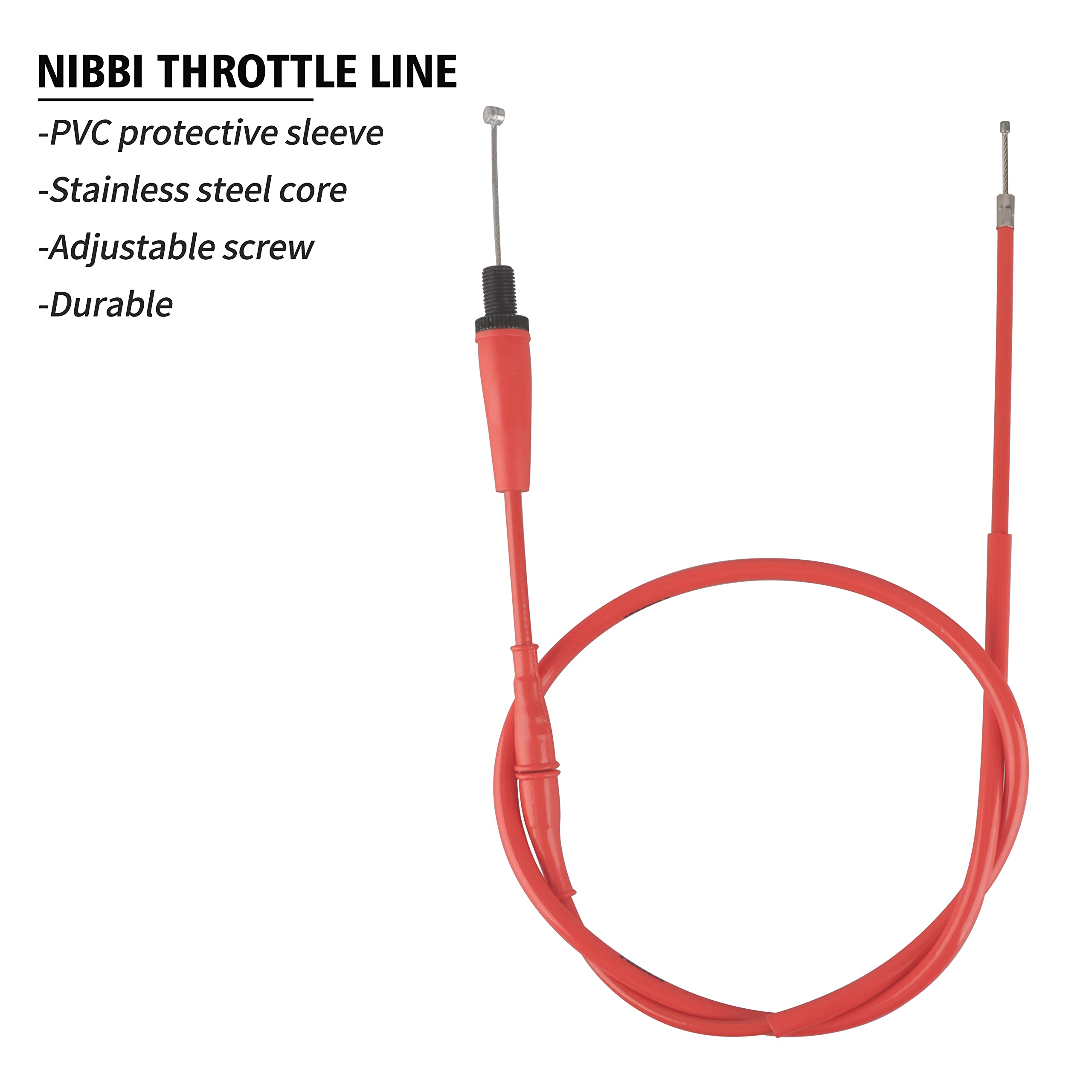 Nibbi Throttle Cable,46' Go Kart Throttle Cable,Universal Motorcycle Throttle Cable For Dirt Pit Bike Mini Bike Motocross125 150 Moped - Red