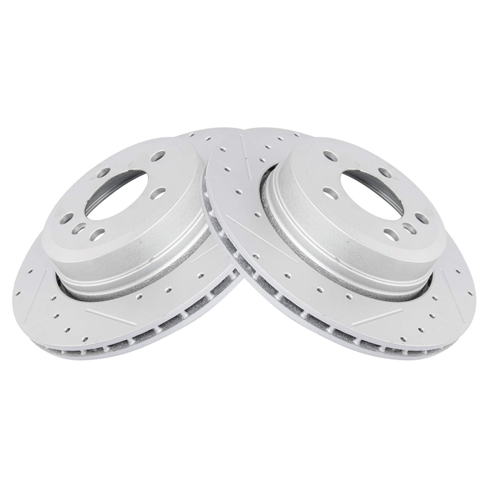 Trq Rear Performance Brake Rotors Set Premium G-Coated Cross Drilled & Slotted Compatible With 2004-2010 Bmw X3