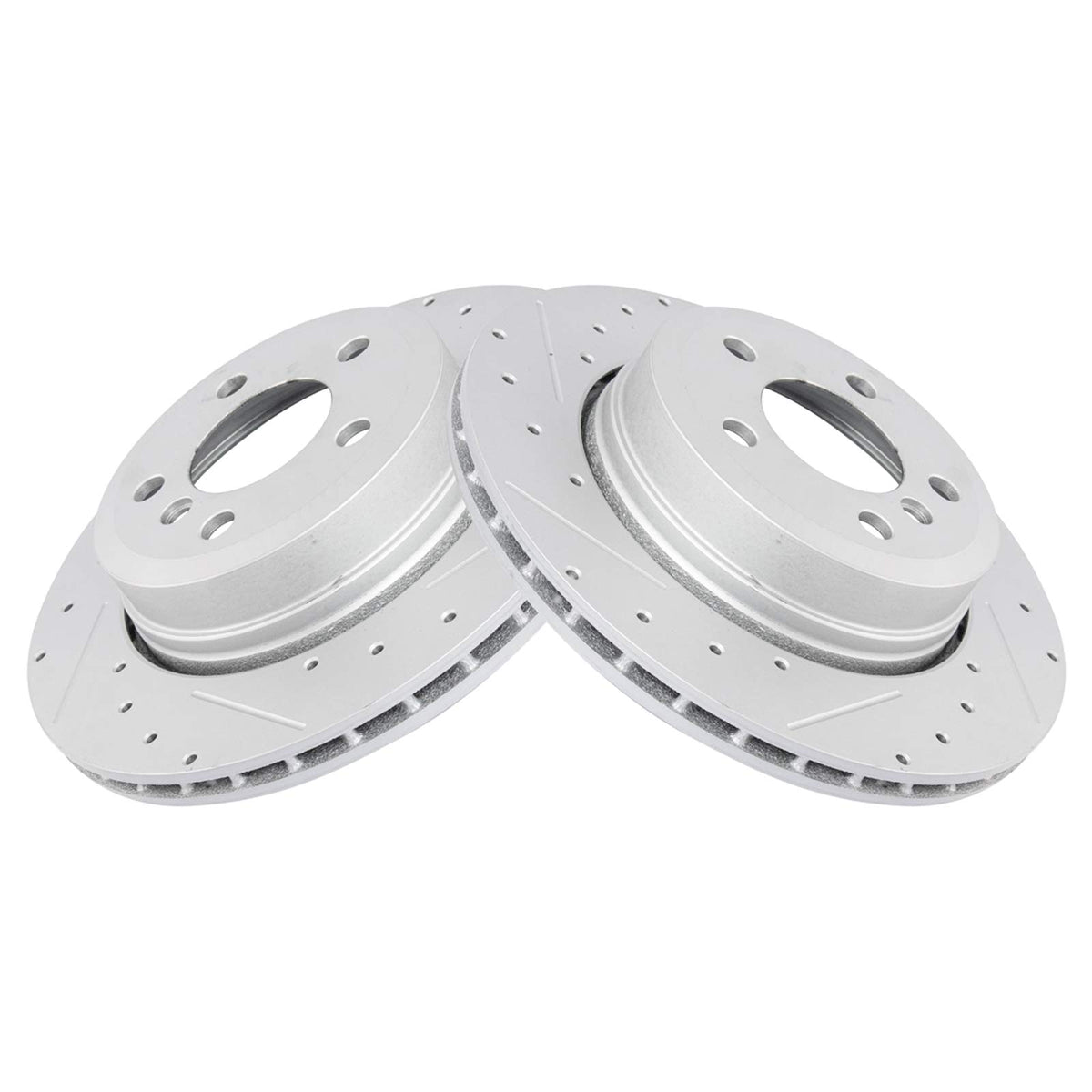 Trq Rear Performance Brake Rotors Set Premium G-Coated Cross Drilled & Slotted Compatible With 2004-2010 Bmw X3
