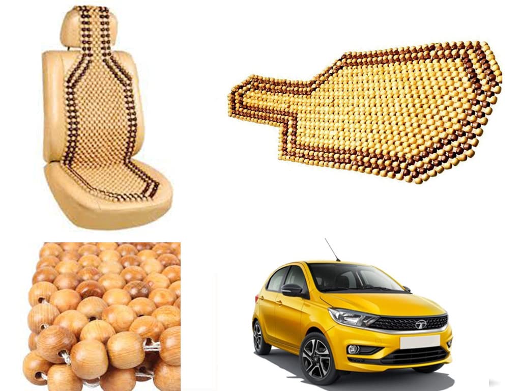 EXCHANGE CARTRENDING Car Bead Seat Wooden Beads Cushion Cover Pad for Tata Tiago 2020, Acupressure Sitting Seat Cover | Cream Co