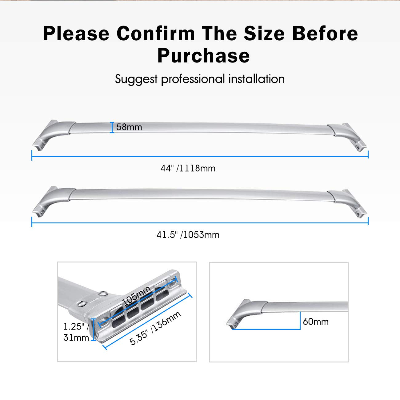 Partol Roof Rack Cross Bars for Pathfinder 2013-2021Aluminum Roof Rail Luggage Rack Cargo Carrier for Snowboard Canoe Kayak Bike