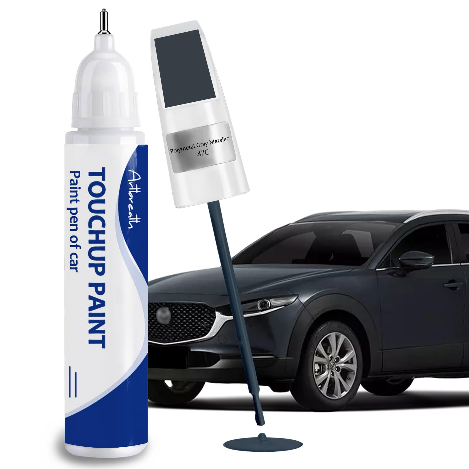 Polymetal Gray Metallic(47C) Touch Up Paint for Mazda-Exact Match-Chips and Nicks Car Paint Scratch Repair Kit Automotive Paint 
