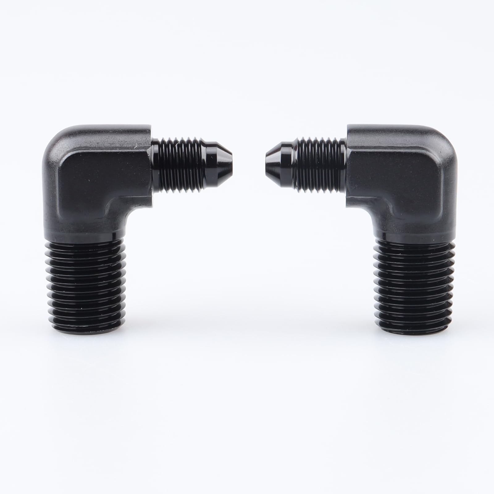 Ac Performance 90 Degree Elbow -3 An Male To 1/4'' Npt Male Fitting Adapter Connector Aluminum Black, Pack Of 2