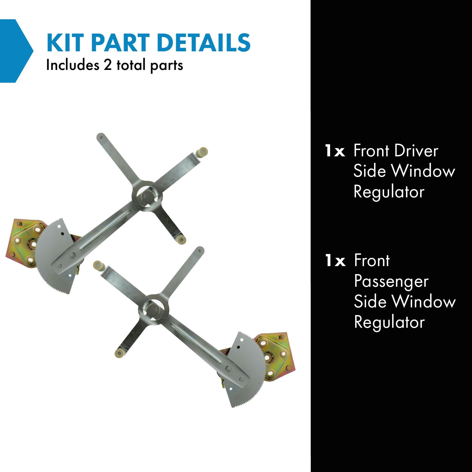 Trq Front Power Window Regulator Set Compatible With 1981-1995 Chevrolet G10 G20 1981-1996 G30 Gmc G1500 G2500 G3500