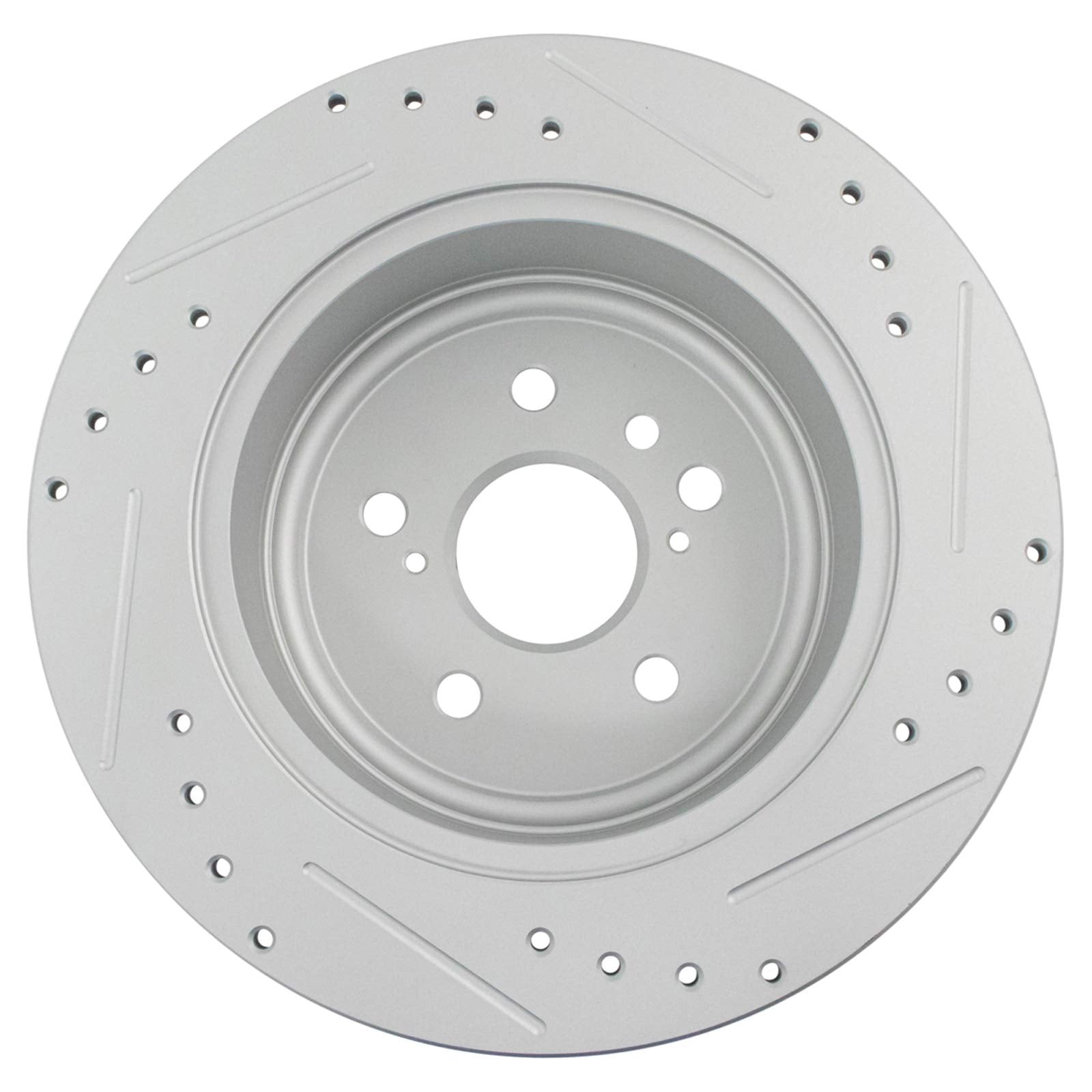 Trq Rear Performance Brake Rotors Set Solid Premium G-Coated Cross Drilled & Slotted Compatible With 2008-2013 Toyota Highlander