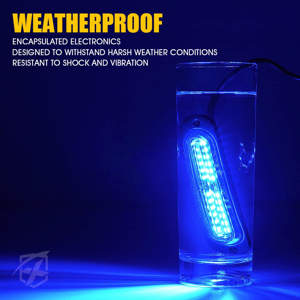 Xprite Blue Led Surface Mount Strobe Police Lights Kit, Emergency Safety Warning Flashing Grille Cop Marker Light For Volunteer Vehicles Trucks Atv Utv Cars Vans Motorcycle - 8Pcs