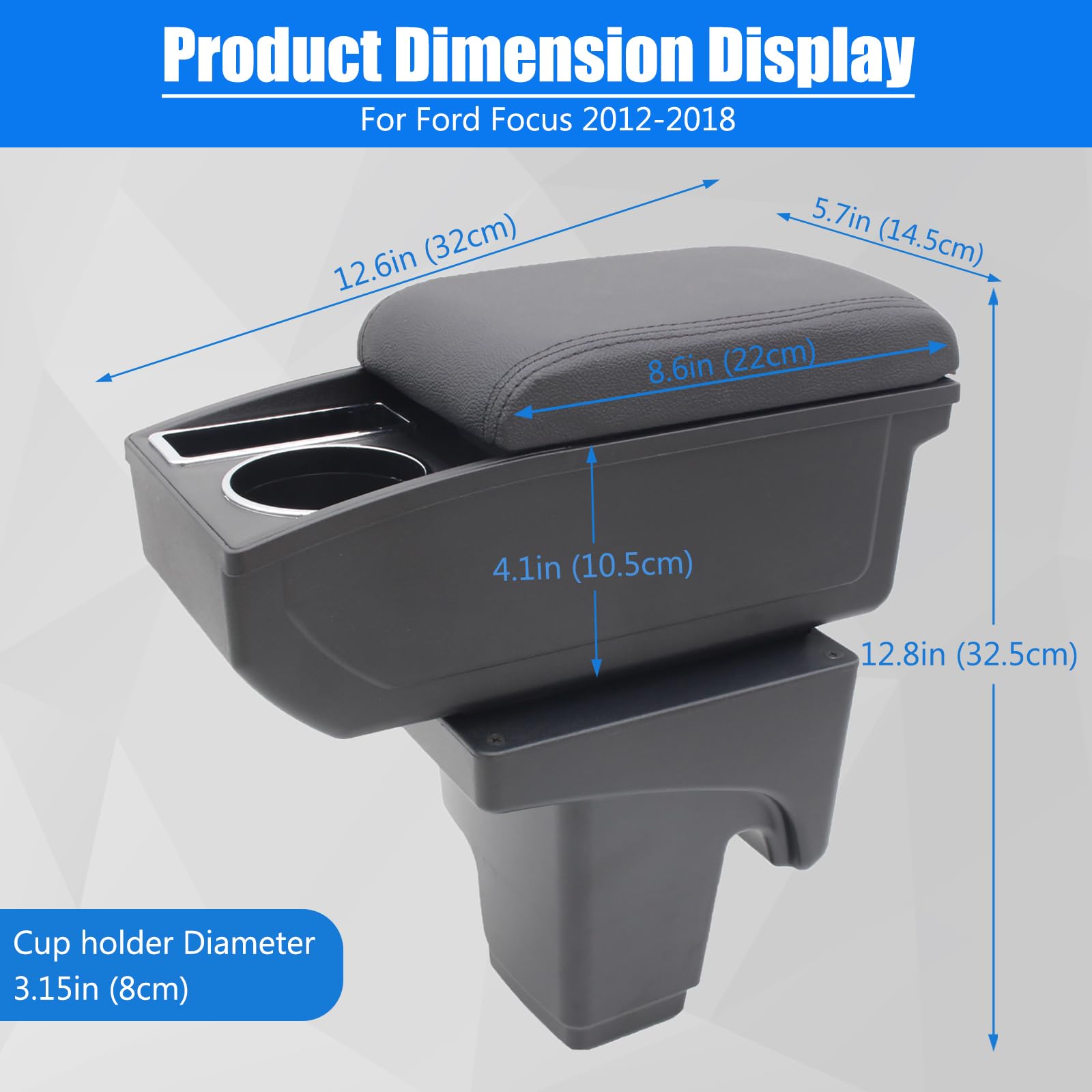 Car Armrest Box for Ford Focus 2012-2018 Auto Accessories Center Console Leather Arm Rest Double-Layer Storage Space with Cup Ho