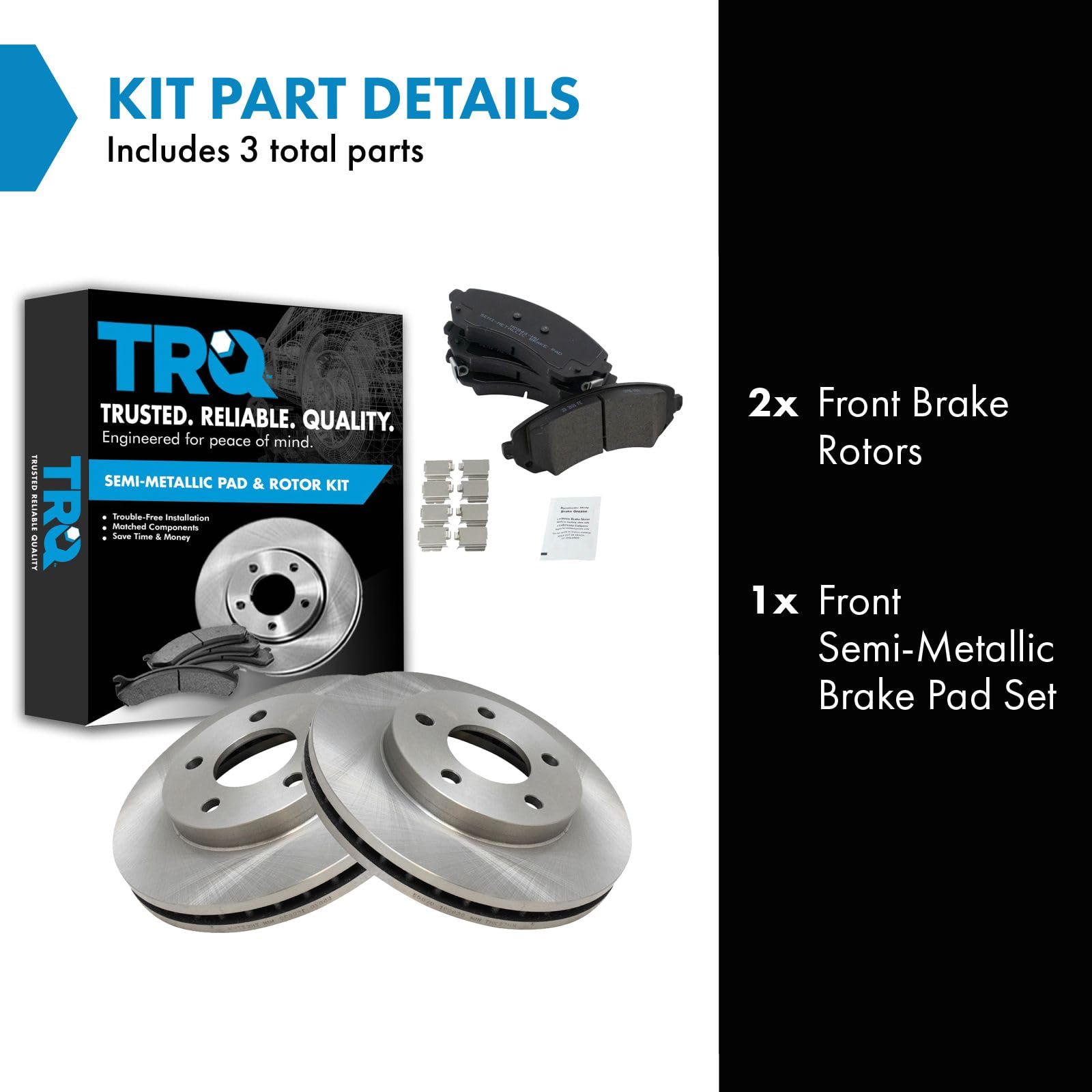 Trq Front Brake Pad & Rotor Kit Brake Pads Brake Rotor Semi-Metallic Compatible With 2002-2007 Buick Rendezvous 2001-2005 Pontia