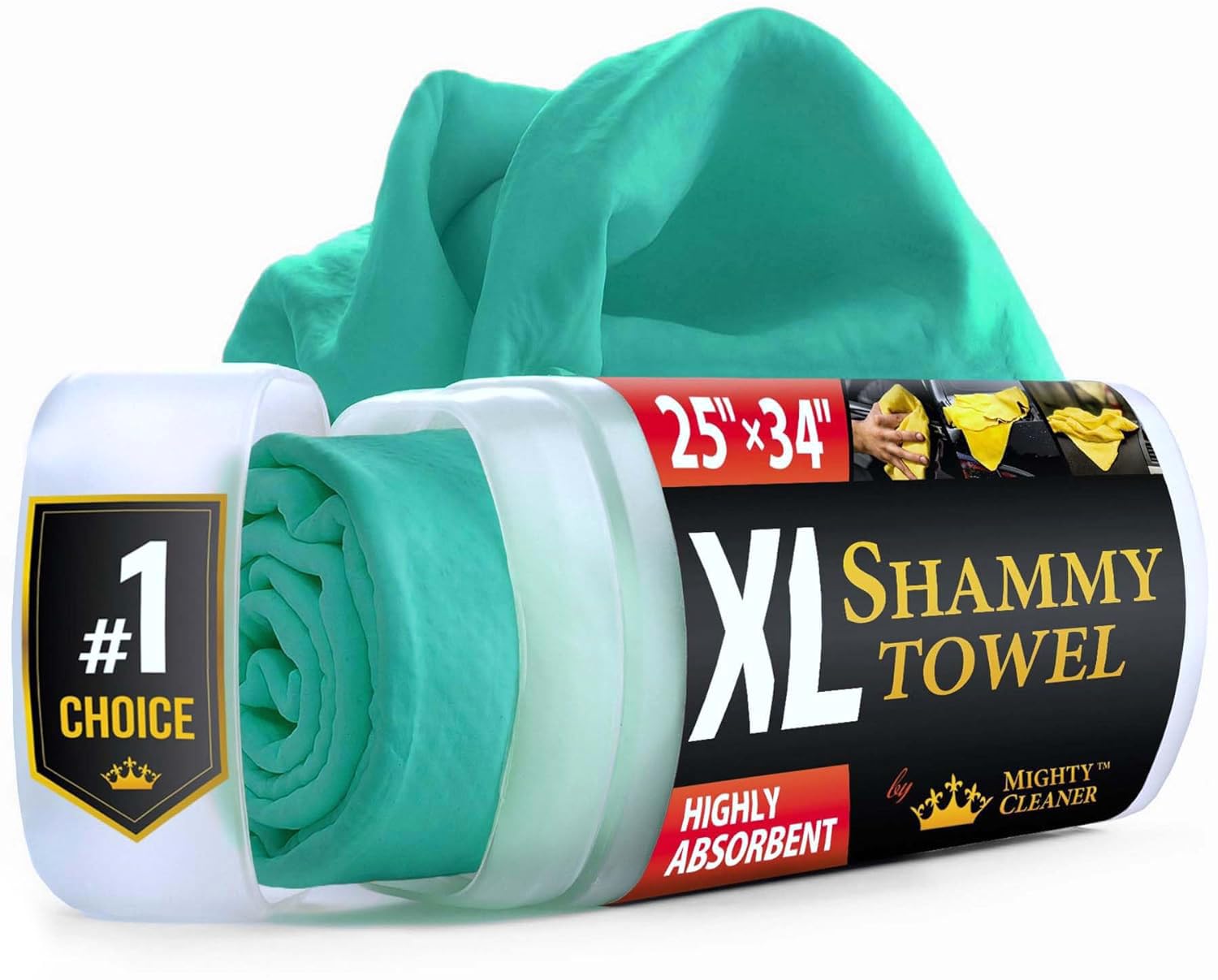 Premium Xl Shammy Towel For Car - 34   X25    - Super Absorbent Chamois Cloth - Spots & Scratch-Free - Reusable Car Drying Towel