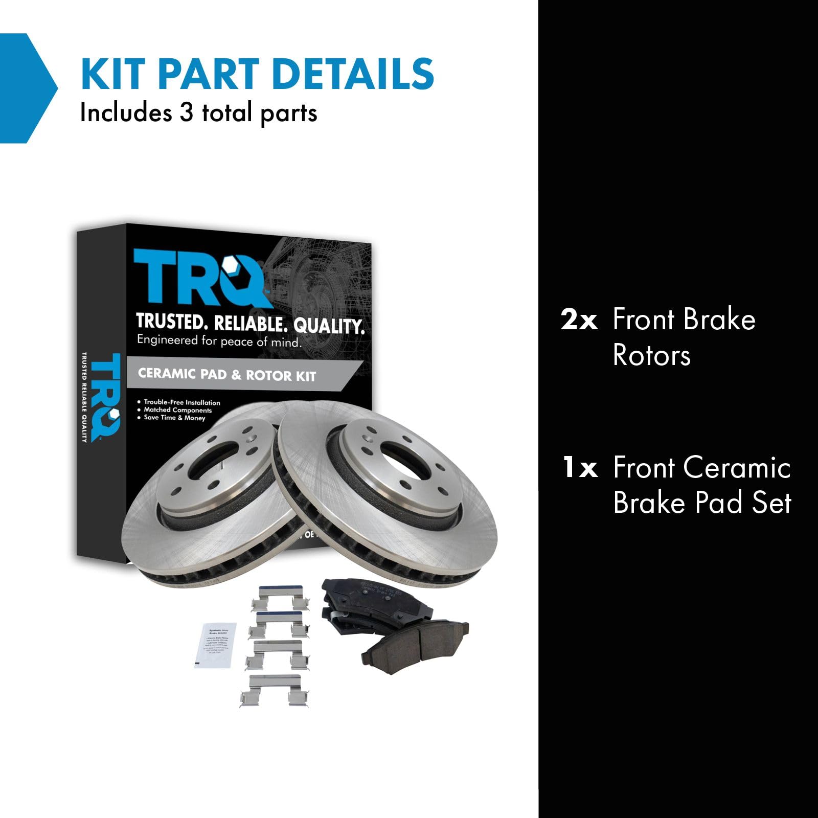 Trq Front Brake Pad & Rotor Kit Brake Pads Brake Rotor Ceramic Compatible With 2006-2007 Buick Terraza 2006-2008 Chevrolet Uplan