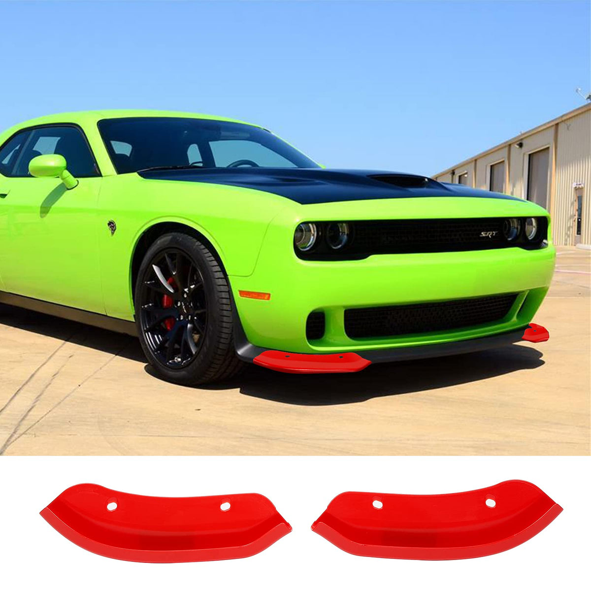 Voodonala Front Splitter Bumper Lip Protector For Dodge Challenger Hellcat Widebody 2015-2021(2Pcs/Set,Red)