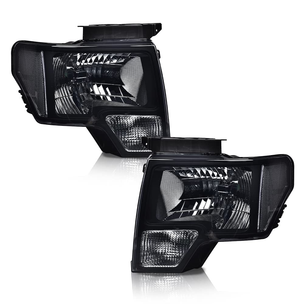 Pit66 Headlight Assembly Compatible With Ford F150 2009 2010 2012 2013 2014 Only Fit Factory Halogen Models Headlamp Front Light