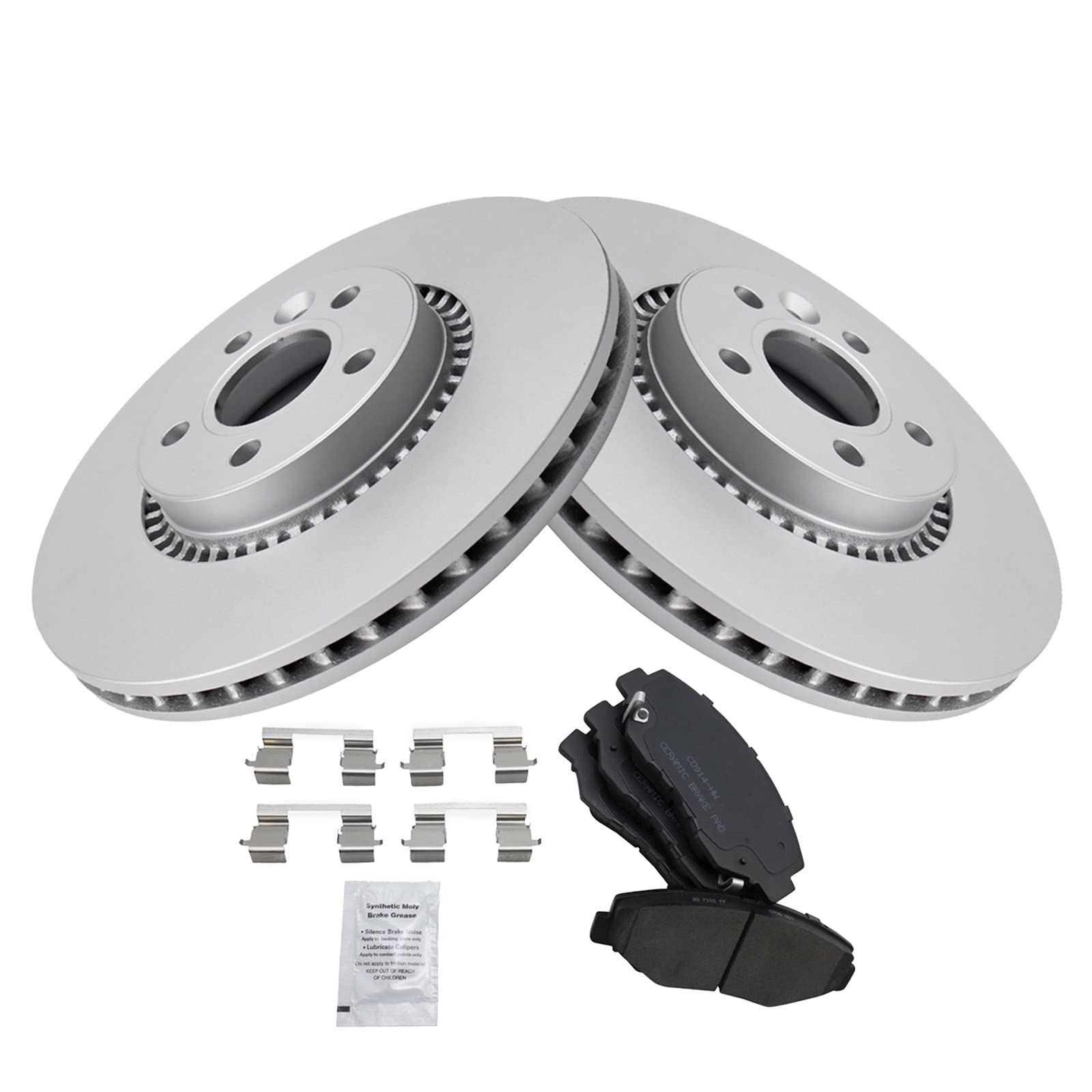 Trq Front Brake Pad & Rotor Kit Brake Pads Brake Rotor Ceramic Premium G-Coated Compatible With 2012-2015 Honda Cr-V