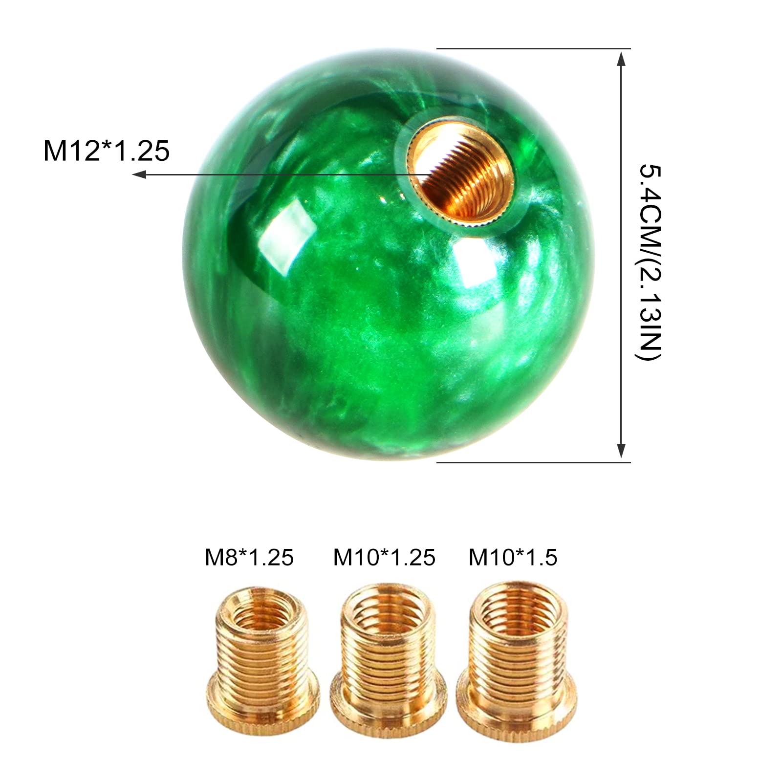 Yiuiy Round Ball Shift Knob Universal Marble Style Gear Shift Knob 5 6 Speed For Manual Automatic Vehicles With Adapters (Green)