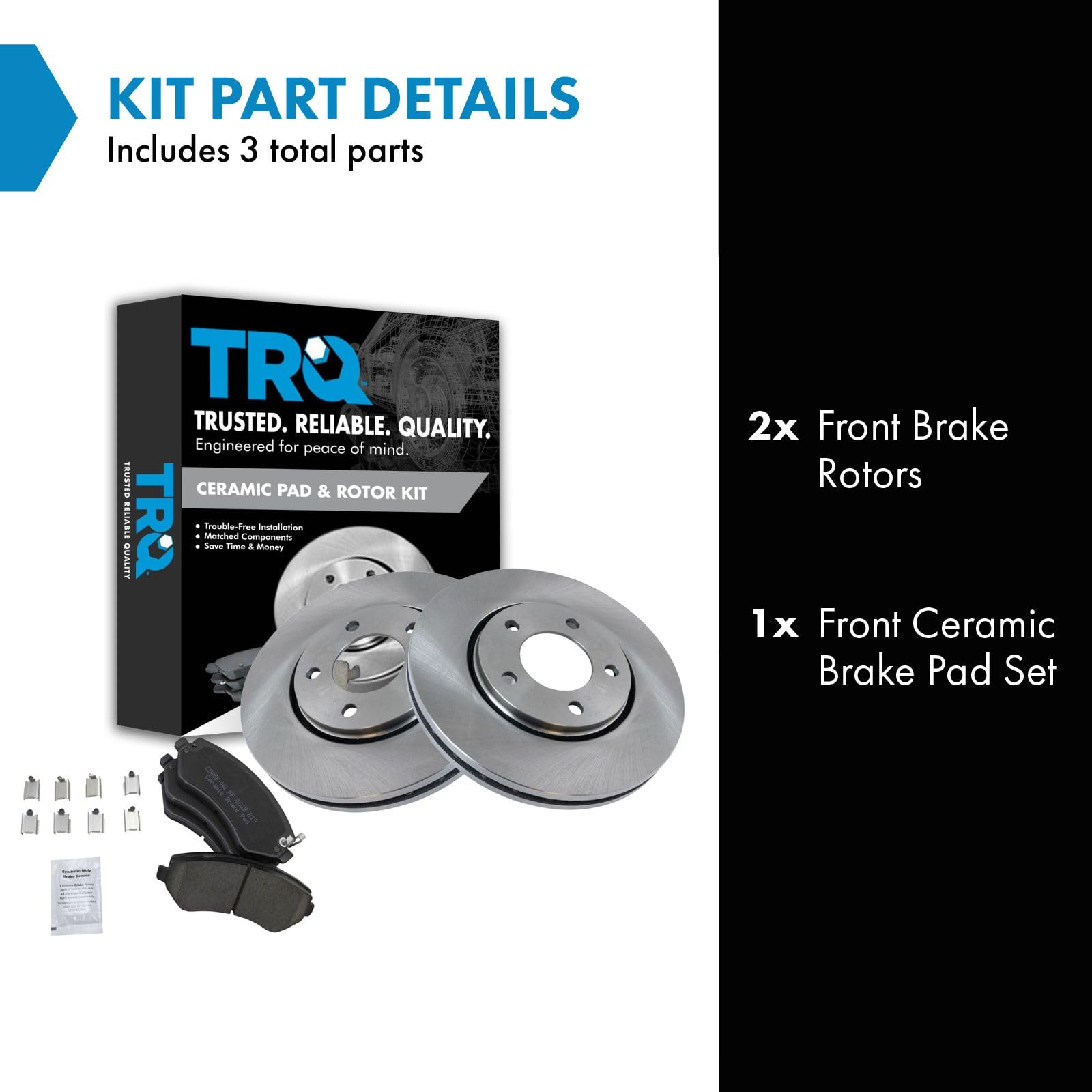 Trq Front Brake Pad & Rotor Kit Ceramic Compatible With 2006 Dodge Grand Caravan