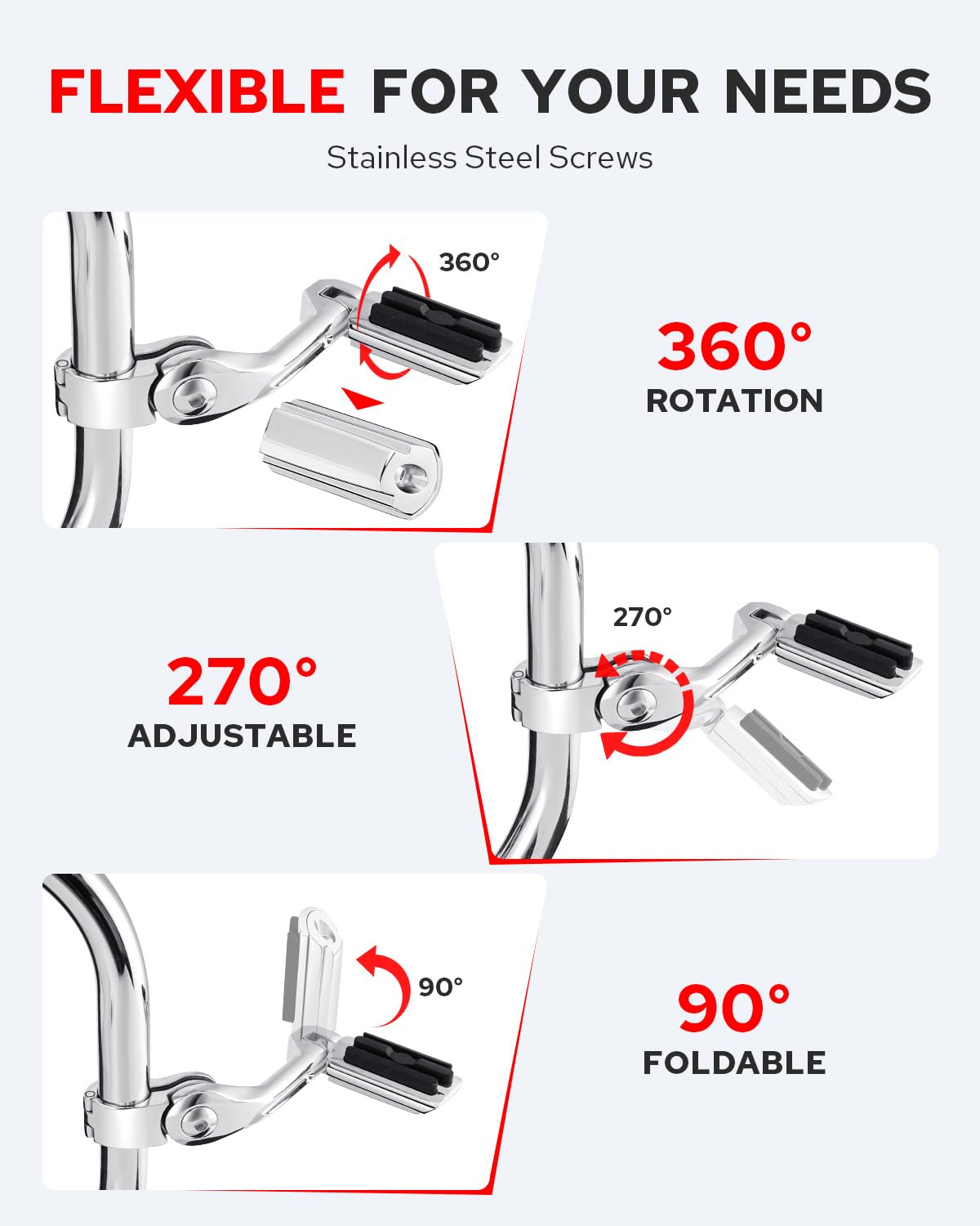 Benlari 1.25'' Highway Pegs 304 Stainless Steel Highway Footpegs,Adjustable Long Angled Highway Pegs Fit For Harley Touring Stre