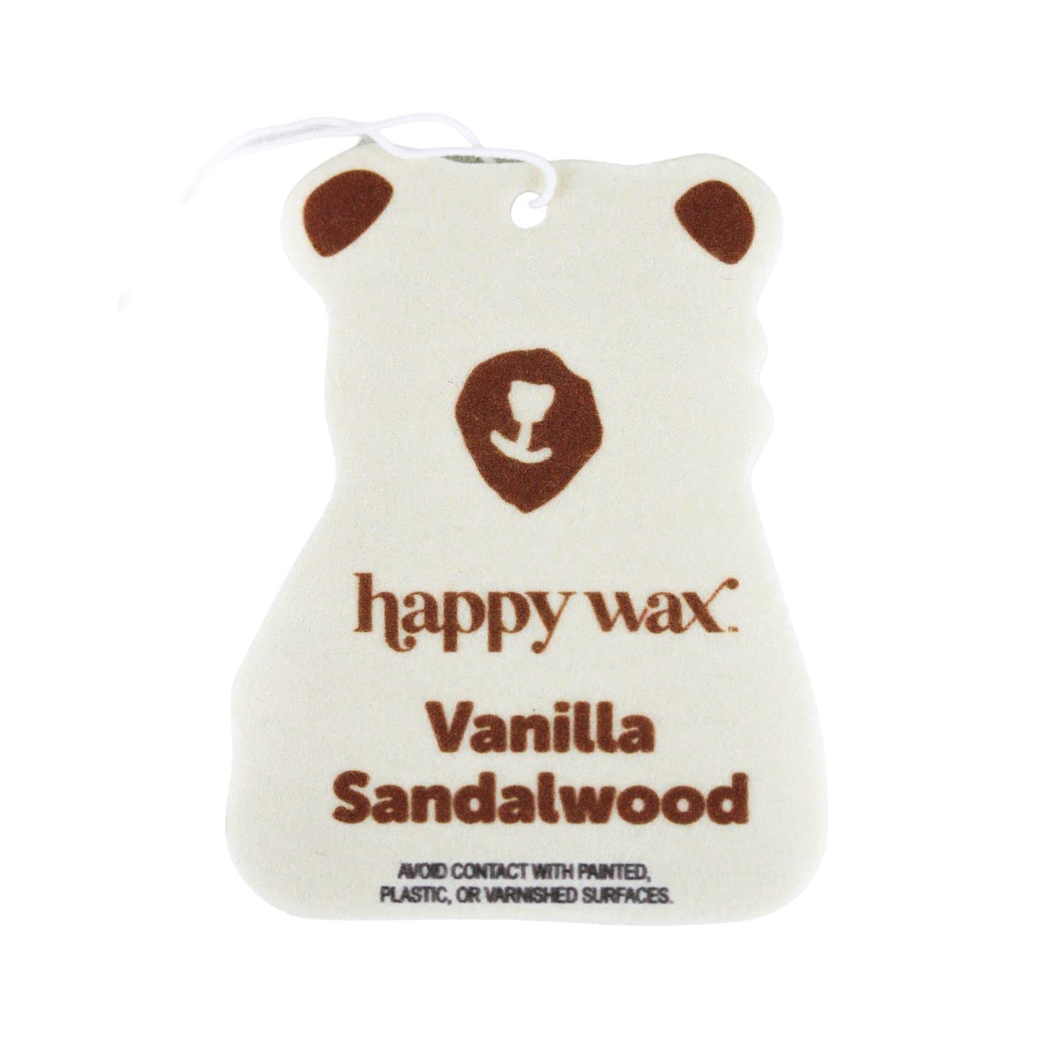 Happy Wax Vanilla Sandalwood Hanging Car Cub Air Freshener - Scented And Infused With Natural Essential Oils - Cute 4-Pack