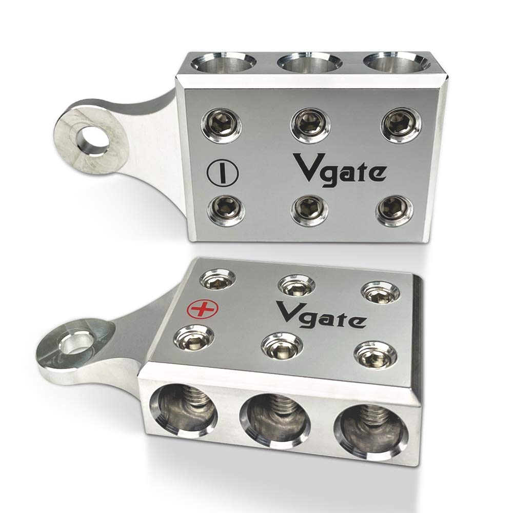 Vgate 6X1/0 Awg Gauge Post Battery Terminals, For Lithium Or Agm Lead Acid Battery With Bolt Down Ends Or Threaded Studs, M8 Or