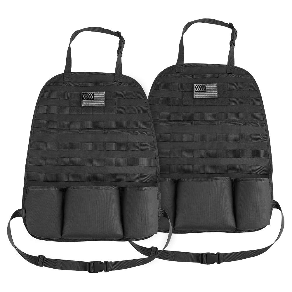 JOYTUTUS Car Seat Back Organizer, 2 Pack Universal Molle Seat Back Organizer, Tactical Molle Vehicle Panel Car Seat Cover Protec