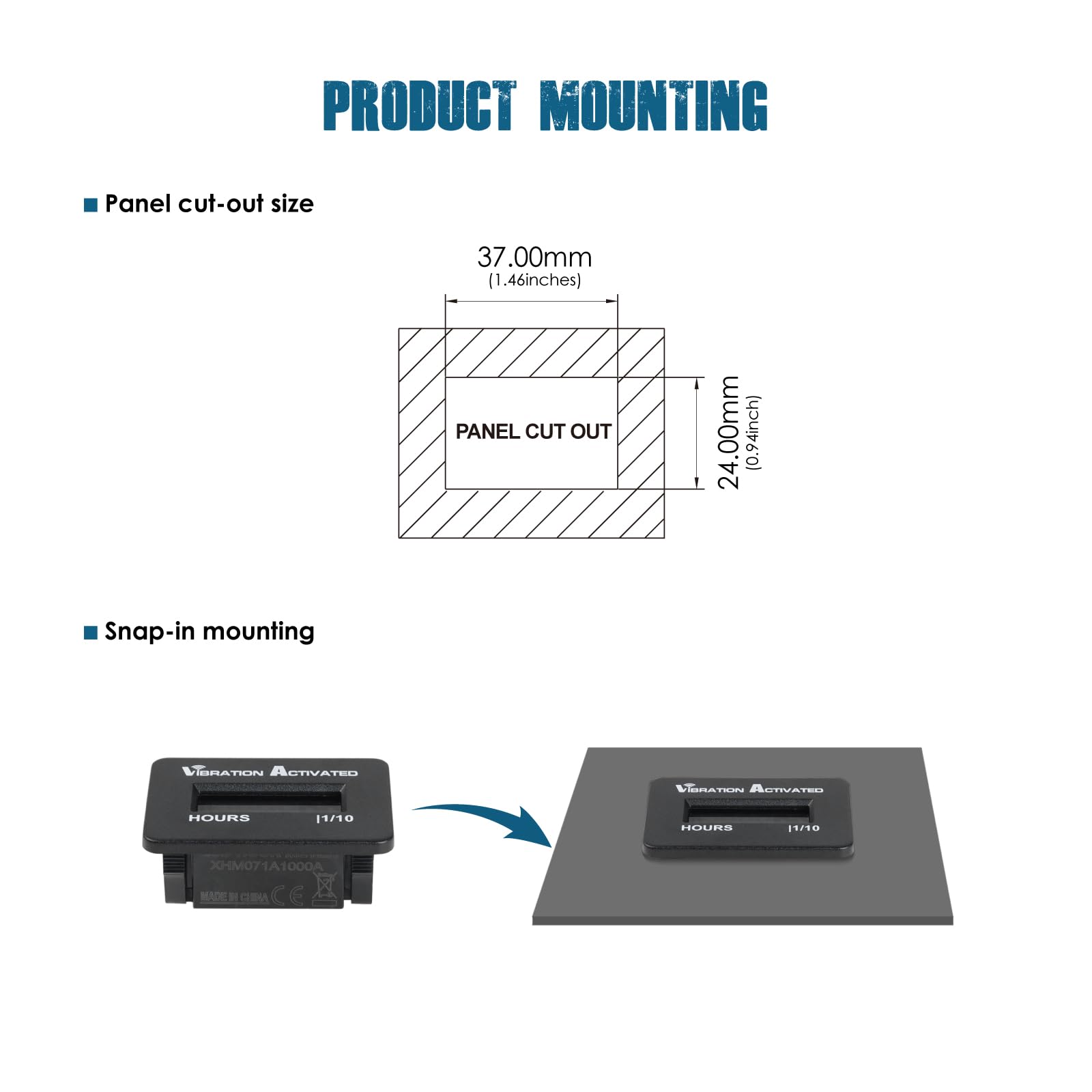 Runleader Digital Wilress Vibration Activated Hour Meter,Accelerate Sensor Design,Snap-In Mounting,Applicable To All Types Of La