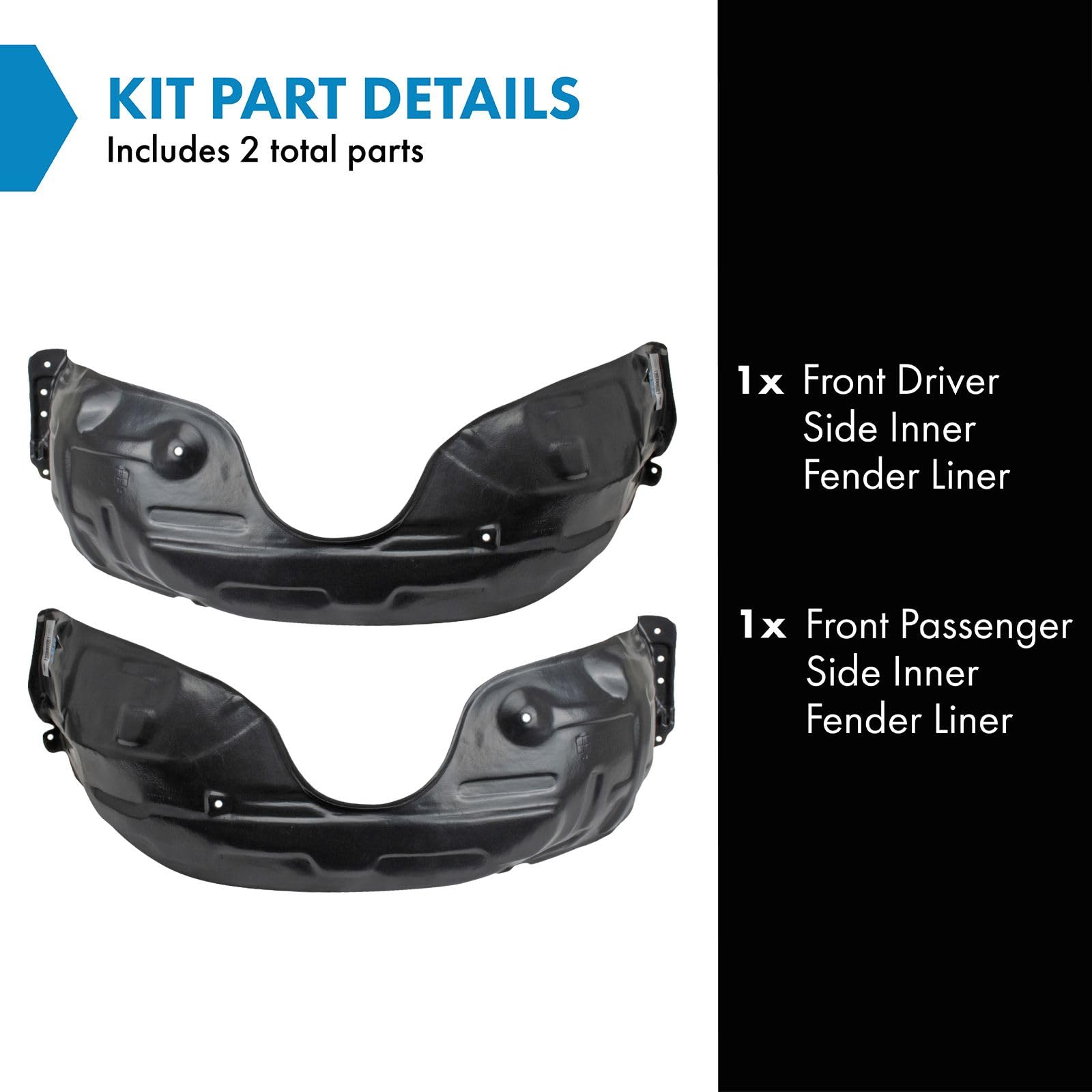 Trq Front Inner Fender Liner Set Compatible With 2002-2006 Toyota Camry To1248116 To1249116