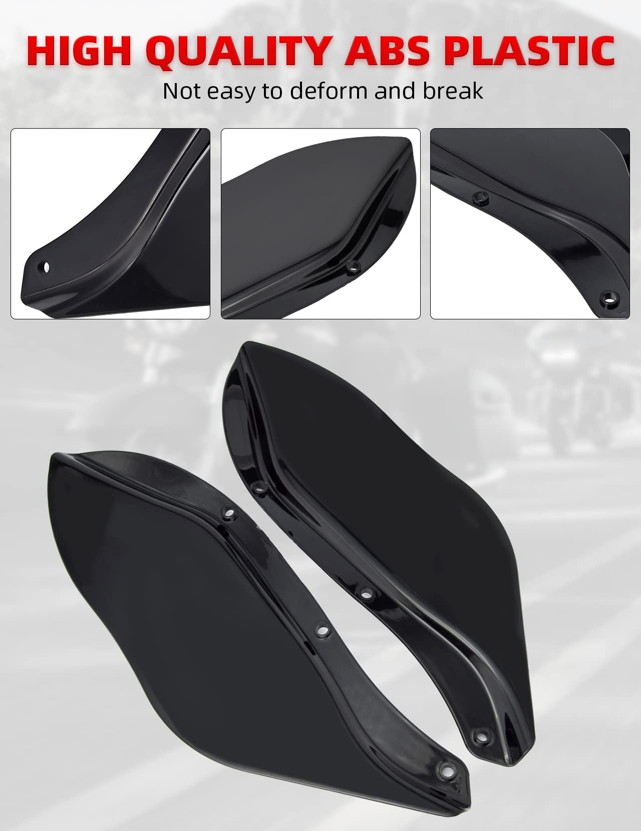 Amazicha Black Fairing Air Deflectors Side Wings Windshield Side Cover Shield Compatible For Harley Davidson Street Glide Electra Glide Tri Glide 1996-2013