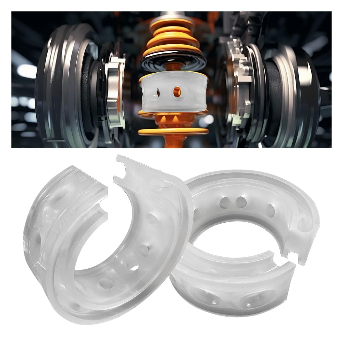 2PCS Car Suspension Shock Absorber, B Type Rubber Spring Booster Auto Buffers Power Cushion, Universal Car Spring Bumpers (B Typ