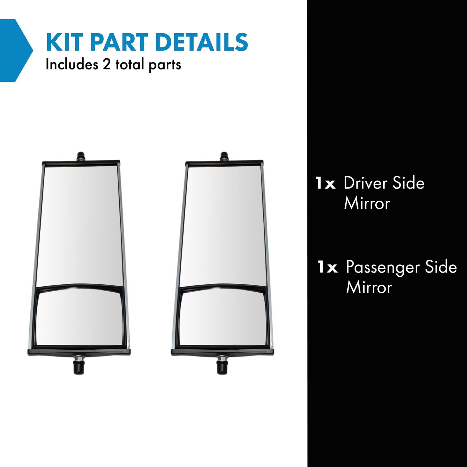 Trq West Coast Mirror Manual 16 X 6.5 Inch Aluminum Convex Glass Pair Set Compatible With Hd Semi Truck