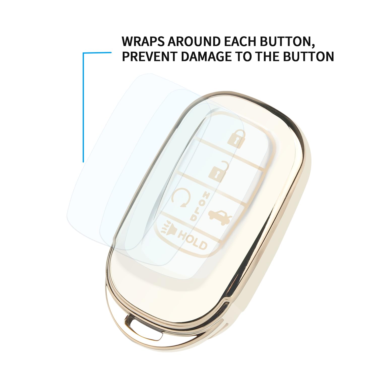 Qbuc For Honda Key Fob Cover, Soft Tpu Car Key Case Protector With Leather Keychain Compatible With 2022 2023 Honda Accord Civic