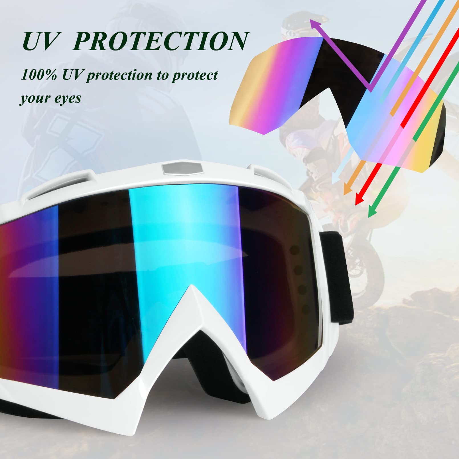 4-Fq Motocross Goggles Atv Goggles Motorcycle Goggles For Men Women Adult Youth Windproof Dirt Bike Goggles Dustproof Utv Mx Otg