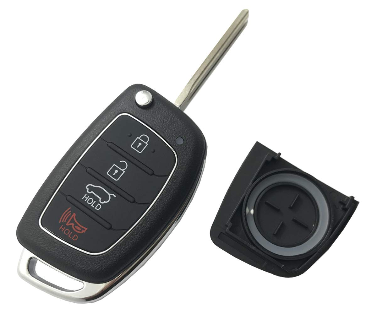 Horande Folding Replacement Key Fob Cover Case Fit For Hyundai 2015-2017 Sonata 2013-2015 Santa Fe Tucson Keyless Entry Key Fob