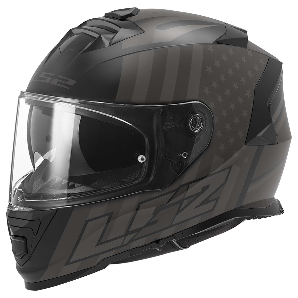 Ls2 Helmets Assault Full Face Motorcycle Helmet W/Sunshield (Flag Matte Black/Gray - 2X-Large)