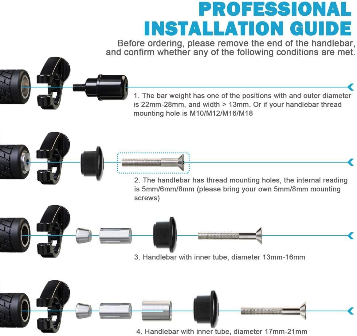 MZS Motorcycle Bar End Mirrors Rear View Side Mirror Black 7/8 Compatible with GROM MSX125 CB500F Z125 Z750 Z900 MT-03 MT-07 FZ-