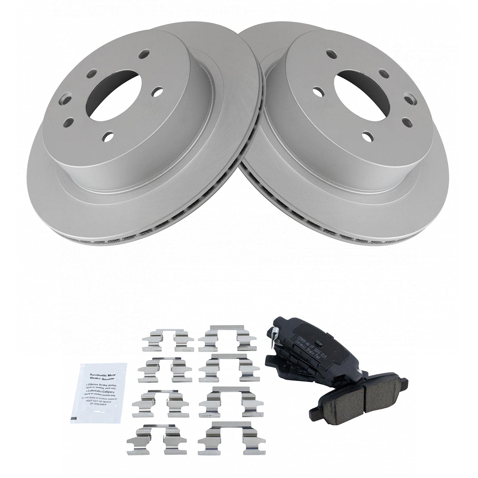 Trq Rear Brake Pad & Rotor Kit Brake Pads Brake Rotor Ceramic Vented Premium G-Coated Compatible With 2003-2005 Infiniti G35 Nis