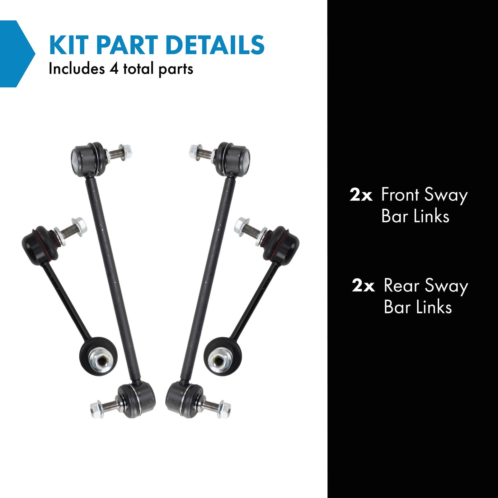 Trq Front & Rear Sway Bar Stabilizer Link Set Compatible With 2014-2022 Jeep Cherokee