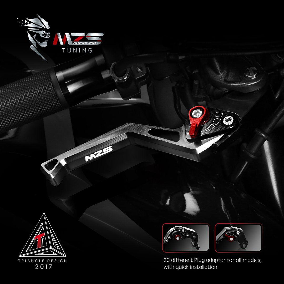 Mzs Black Motorcycle Clutch Brake Levers Short Adjustable Cnc Compatible With Daytona 675 R(Not For 675) 2011-2017 / Speed Tripl