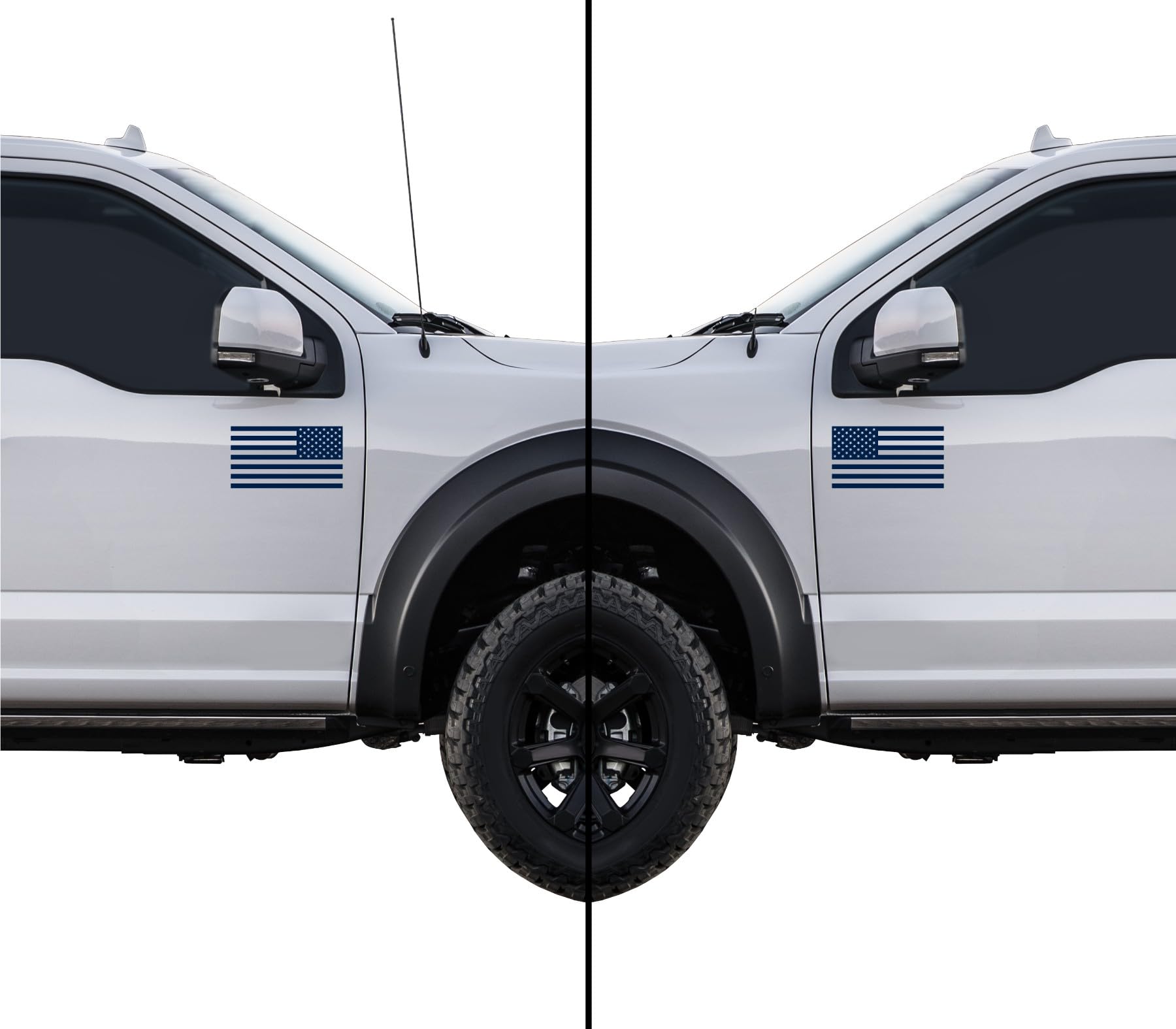 American Us Flag [Pick Color/Size] Vinyl Decal Sticker For Laptop/Car/Truck/Window/Bumper (7.5In Subdued Pair, Matte Navy Blue)