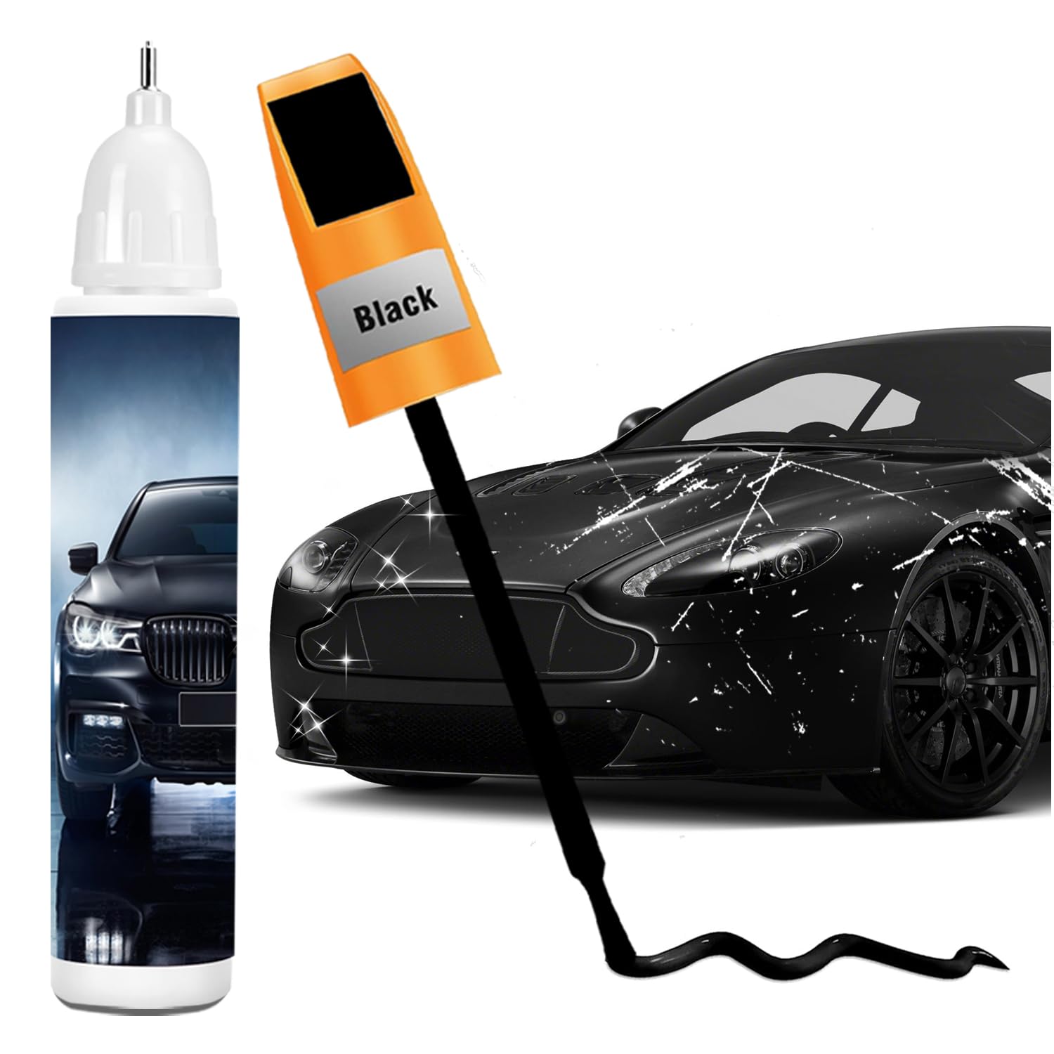 Gloss Black Touch Up Paint For Cars, 2-In-1 Car Touch Up Paint Kit For Deep & Surface Scratches, Universal Color Match For All V
