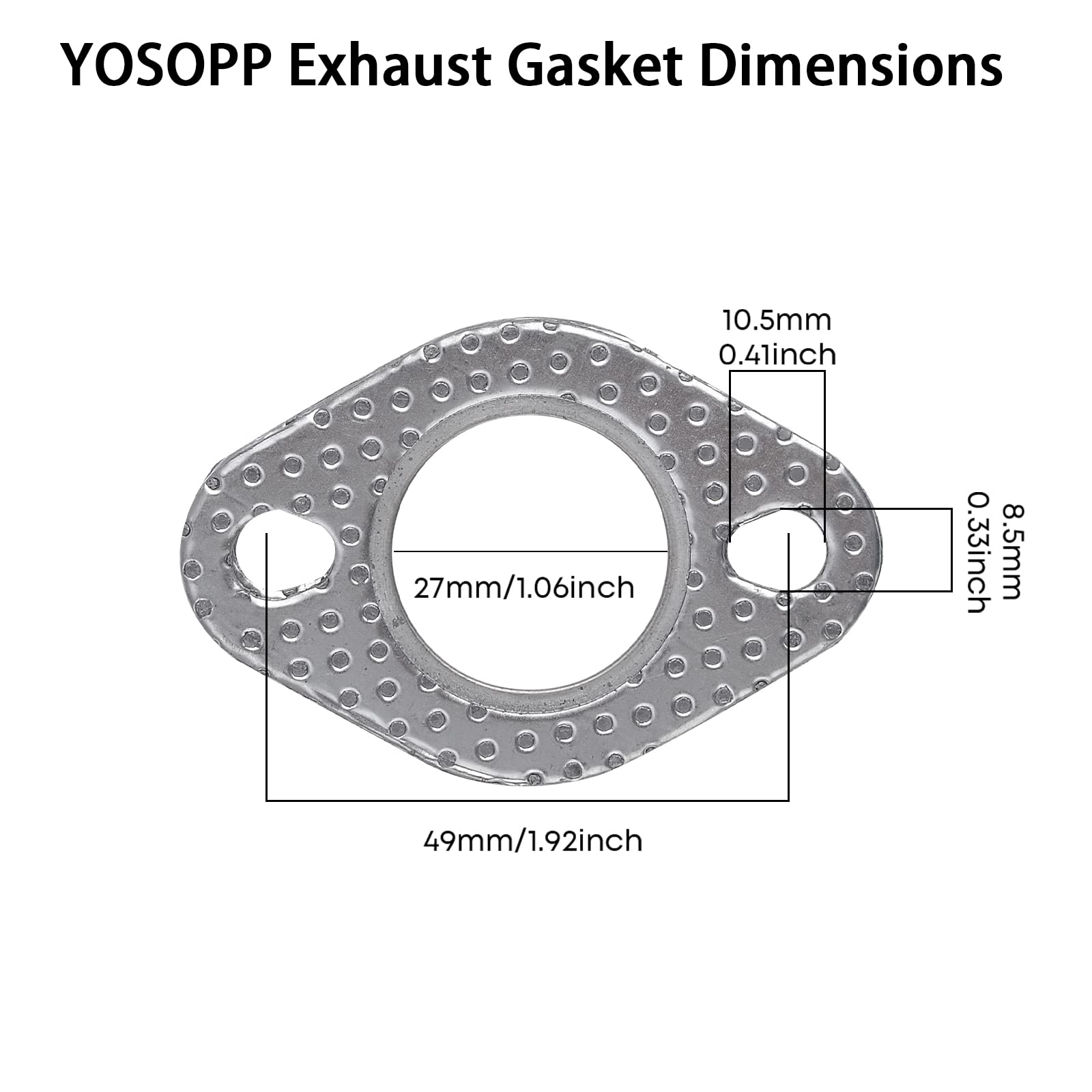 YOSOPP GY6 Exhaust Gasket - 50cc 70cc 90cc 110cc 125cc 150cc Scooters ATVs - GMB139 Engine Moped Quad - Dune Buggy Go Karts - Ta