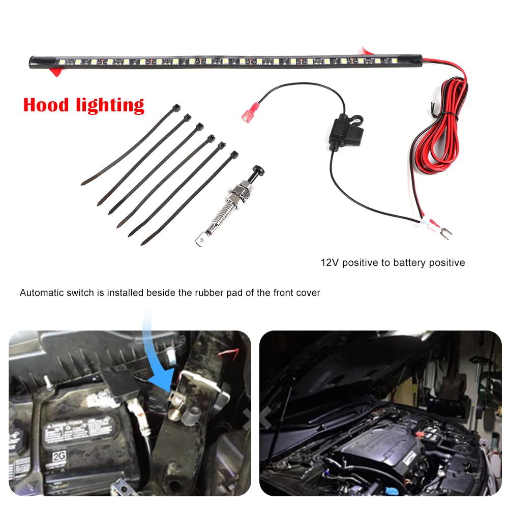 Greceyou Under Hood Led Light Kit, Waterproof 12V Car Led Lights Bars Car Hood Work Inspection Lights Underhood Work Light Kit W