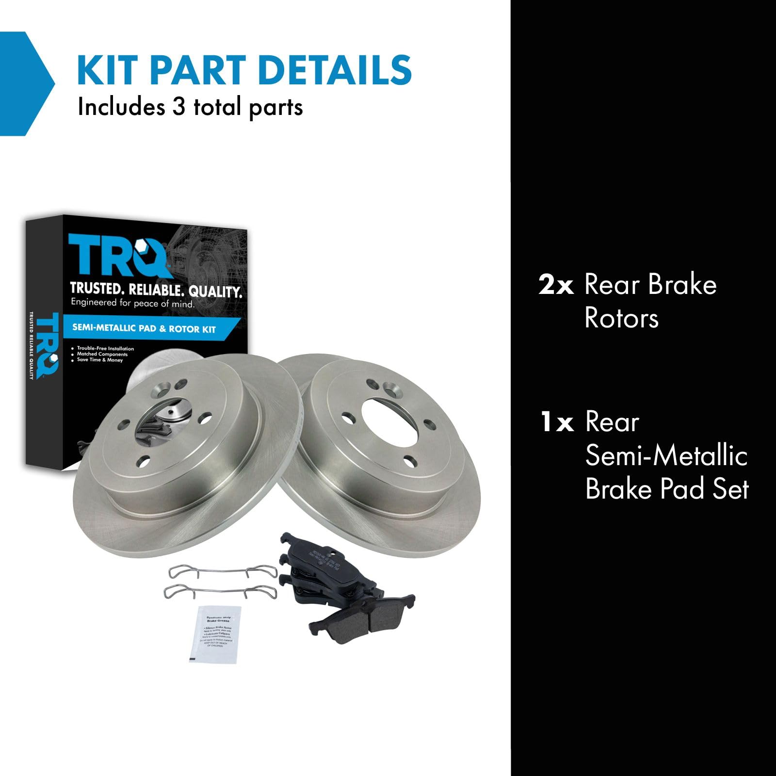 Trq Rear Brake Pad & Rotor Kit Brake Pads Brake Rotor Semi-Metallic Compatible With 2002-2006 Mini Cooper