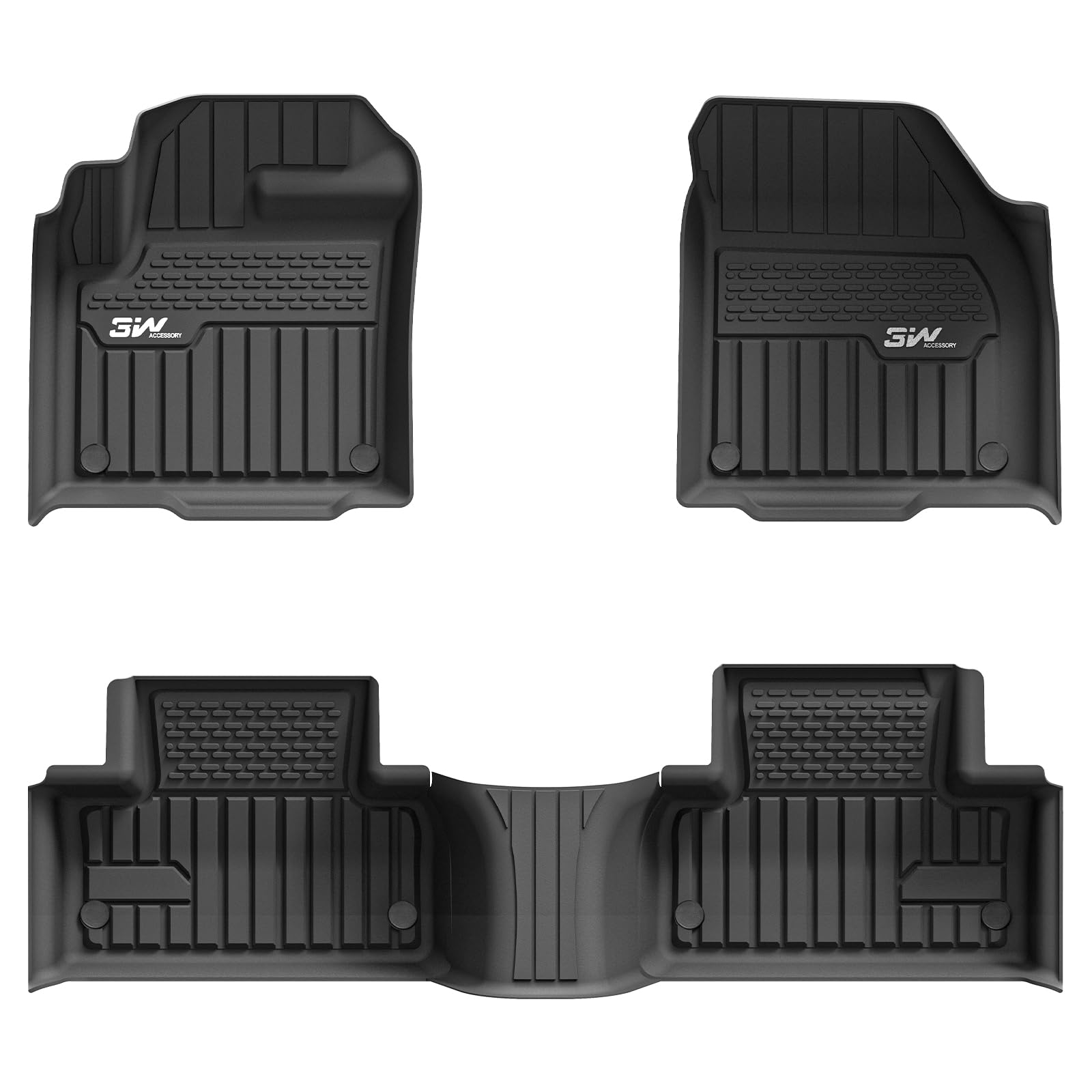3W Durable Tpe Black Floor Mats, Custom Fit For Range Rover/Land Rover Evoque 2011-2019 (Not For Convertible), 1St & 2Nd Row All