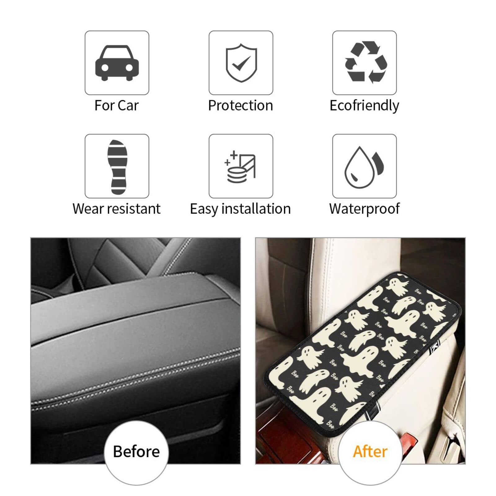 YANGDADA Ghost Pattern Auto Center Console Cover Pad Car Armrest Seat Box Cover Cushion Universal for Most Vehicle SUV Truck Car