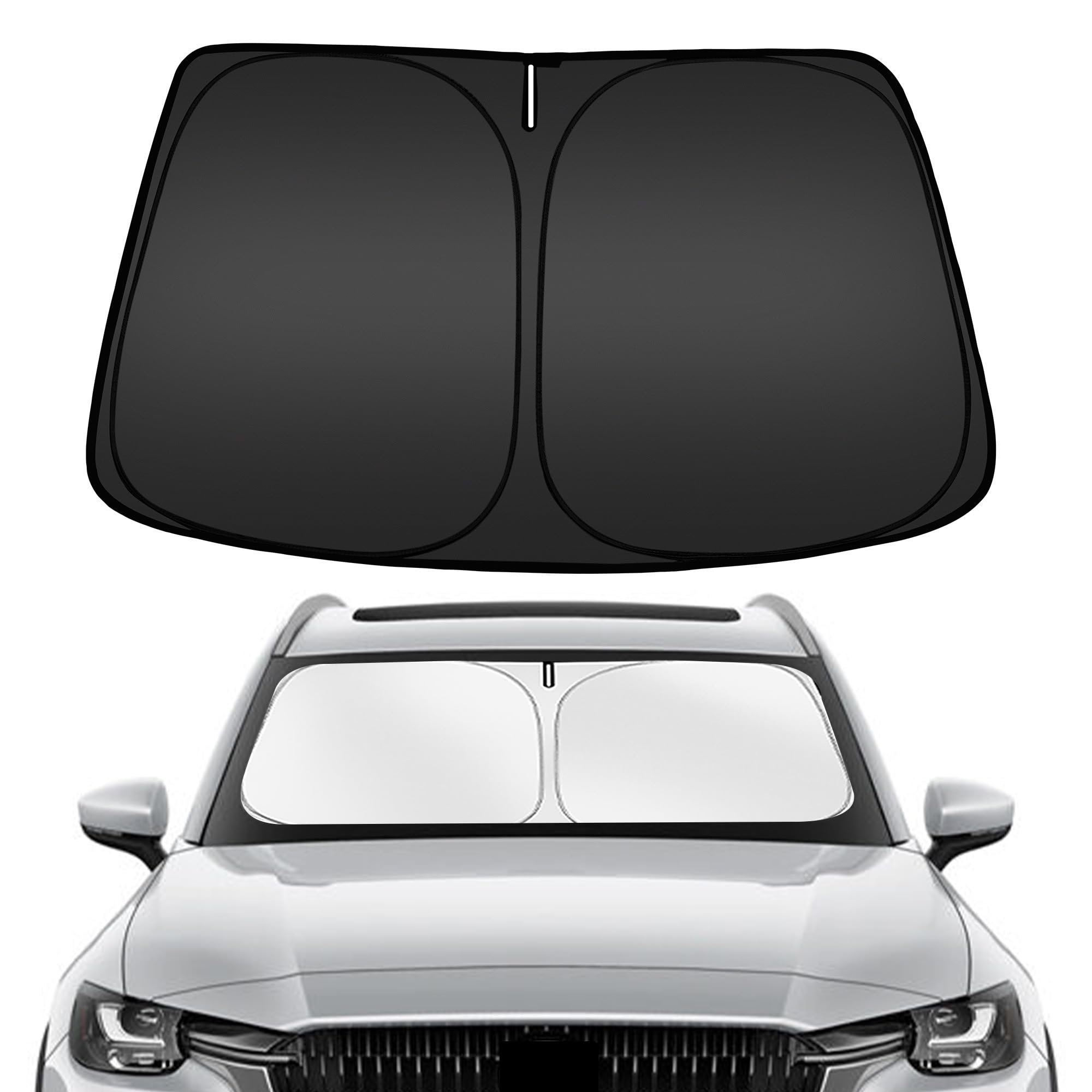 ARISMOTOR Windshield Sun Shade for Mazda CX-90 CX90 2024-2025, Custom Fit Foldable Front Window Sunshade Sun Visor Protector, Bl