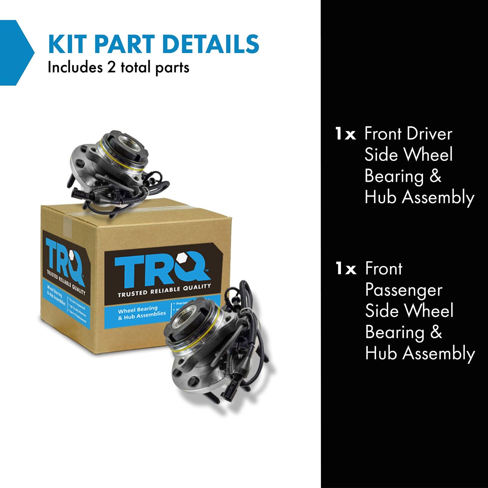 Trq Front Wheel Hub Bearings Assembly Set Compatible With 2003-2005 Ford Excursion 2003-2004 F-250 Super Duty F-350 Super Duty