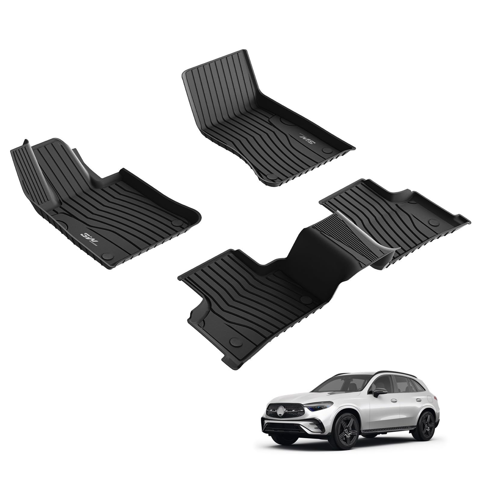 3W Floor Mats Compatible For Benz Glc 2023 2024 2025 Tpe All Weather Custom Fit Floor Liner For Benz Glc 1St 2Nd Row Car Mats, B