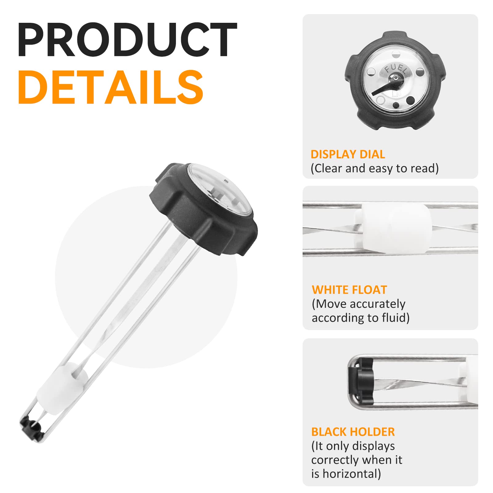 Fuel Gauge Gas Cap 9'' fit for John Deere 316 318 322 420 AM39206 AM143248 Dixie Chopper 40222 Murray 091349 Exmark Toro 1-30328