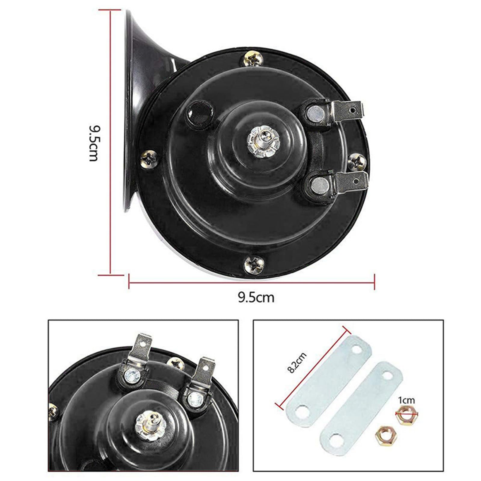 Eohmak Train Horns Car Horn Car Air Electric Snail Horn 300Db Super Loud Air Horn Waterproof Durable Automotive Accessories Universal For Car Truck Motorcycle Boat (Black, 12V, 1 Pack)