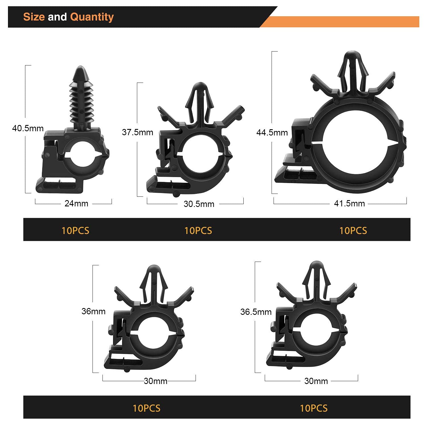 GOOACC 60Pcs Car Wire Loom Routing Clips Assortment - 6 Different Sizes Universal Wiring Harness Routing Clip Replacement Parts