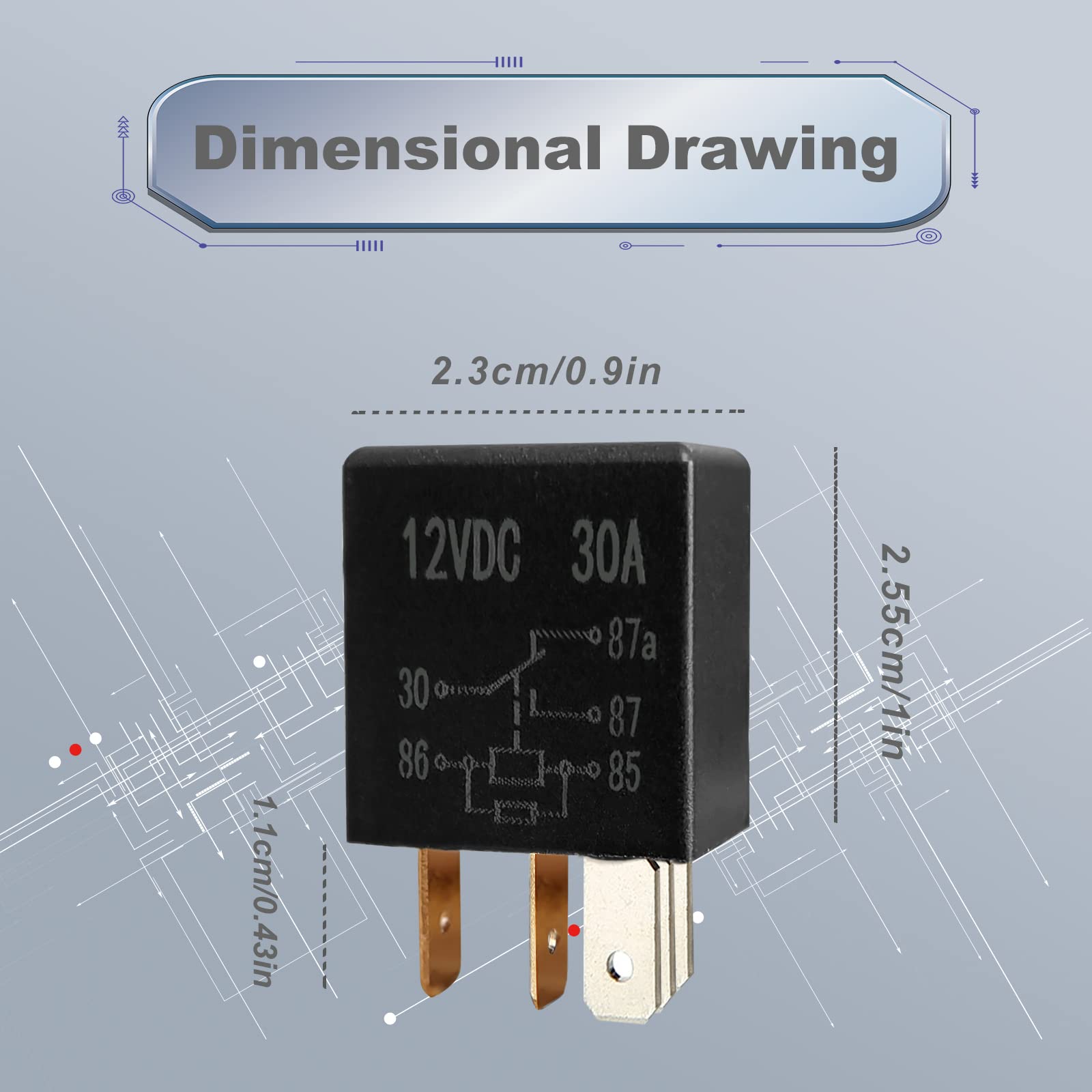 2Pcs 5 Pin 12V 30A Relay, High Performance Starter Universal For Car Motor Automotive Replacement Accessories, Car Starter Switch Relays, Multi Purpose Automotive Relay Black Starter Relay